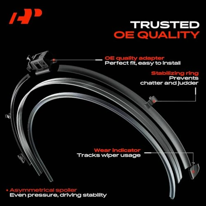 A-Premium 24"+22" Windshield Wiper Blades Compatible with Mercedes-Benz (E250, E350, E63 AMG, E53 AMG, E450, E43 AMG, E400, E300) Sedan, S550 & More- MB Connector, w/Wear Indicator & Towel, Pack of 2 by A-Premium - Image 4