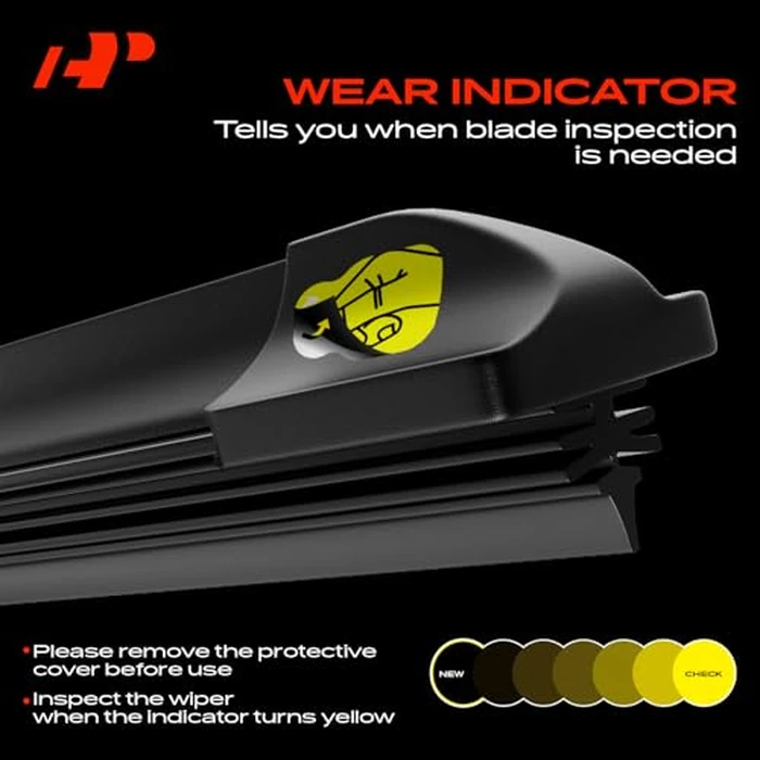 A-Premium 24"+22" Windshield Wiper Blades Compatible with Mercedes-Benz (E250, E350, E63 AMG, E53 AMG, E450, E43 AMG, E400, E300) Sedan, S550 & More- MB Connector, w/Wear Indicator & Towel, Pack of 2 by A-Premium - Image 6