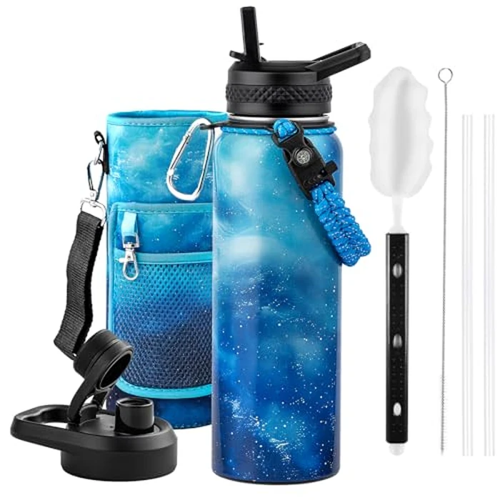 RAYMYLO 40oz Insulated Water Bottle, Triple Wall Vacuum Stainless Steel Water Bottles - Keeps Cold 36H, Reusable Metal water flask Jug for Gym, Sports, Camping, Hiking,Travel, Aurora-Blue by RAYMYLO - Image 1