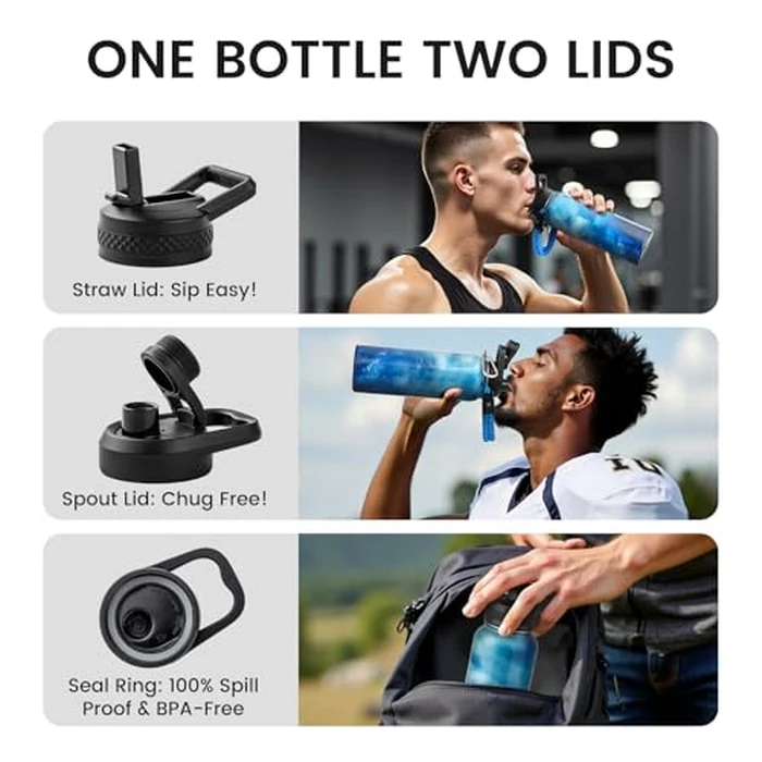 RAYMYLO 40oz Insulated Water Bottle, Triple Wall Vacuum Stainless Steel Water Bottles - Keeps Cold 36H, Reusable Metal water flask Jug for Gym, Sports, Camping, Hiking,Travel, Aurora-Blue by RAYMYLO - Image 5
