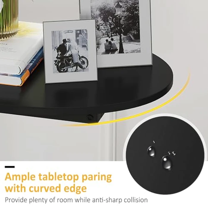 Hosfais Small Side Table End Table, C-Shaped Wood Coffee Table TV Tray for Eating Couch Tables for Small Space, Living Room (Black) by Hosfais - Image 5