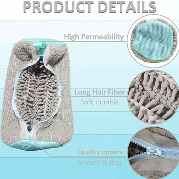 2-Pack Shoe Washing Machine Bag, Laundry Shoe Bag for Washer and Dryer, Reusable Shoe Cleaning Bag for Sneakers & Tennis Shoes, 360 degrees Deep Clean Sneaker Washing Machine Bag with Zipper Protection, Gray by Mjhluxe - Image 3