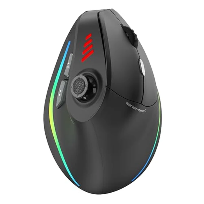 TRELC Wireless Gaming Mouse with 5 D Rocker, 24000 DPI/11 Programmable Buttons, Ergonomic Mouse for 2 Devices Connection (BT+2.4GHz), Vertical Rechargeable Mice for PC/Laptop/E-Sports/Gamer (Black) by TRELC - Used - Like New condition