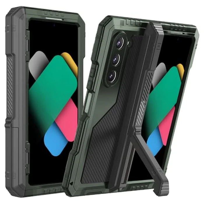 FunnyWin Metal Case for Samsung Z Fold 4 Military Grade Armor Rugged Case with S Pen Holder Metal Stand Hinge Protection Screen Protector Drop Tested Shockproof Full Cover case for Z Fold 4 (Blue) by FunnyWin - Used - Like New condition