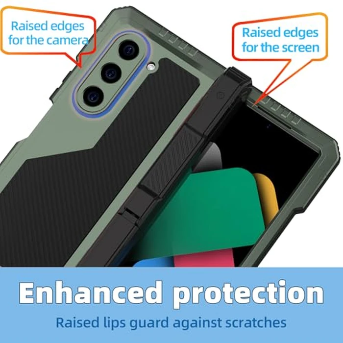 FunnyWin Metal Case for Samsung Z Fold 4 Military Grade Armor Rugged Case with S Pen Holder Metal Stand Hinge Protection Screen Protector Drop Tested Shockproof Full Cover case for Z Fold 4 (Blue) by FunnyWin - Image 3