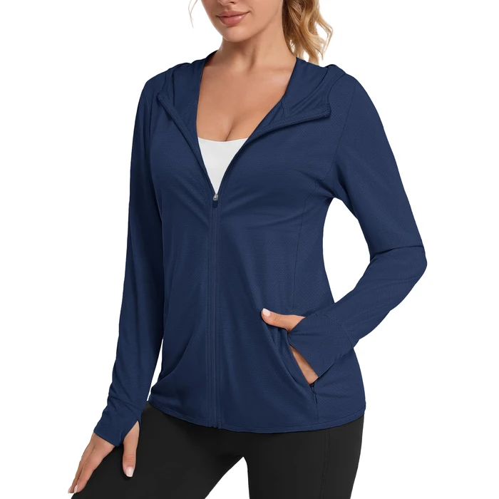 TACVASEN Sun Protection Shirts for Women UPF 50+ Full Zip Performance UV Hoodies Shirt Lightweight, White, L by TACVASEN - Used - Like New condition - US$22.54