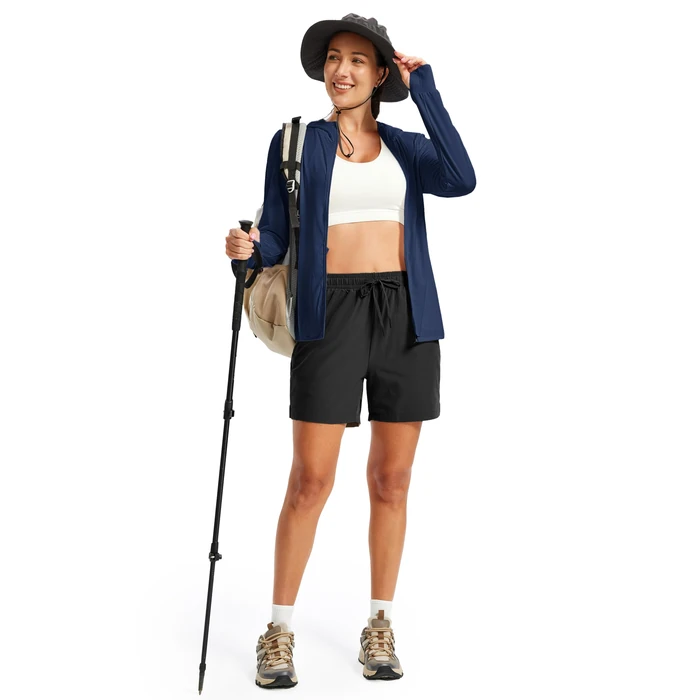 TACVASEN Sun Protection Shirts for Women UPF 50+ Full Zip Performance UV Hoodies Shirt Lightweight, White, L by TACVASEN - Image 6