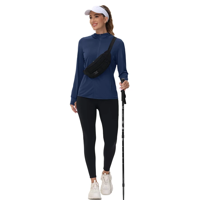 TACVASEN Sun Protection Shirts for Women UPF 50+ Full Zip Performance UV Hoodies Shirt Lightweight, White, L by TACVASEN - Image 7