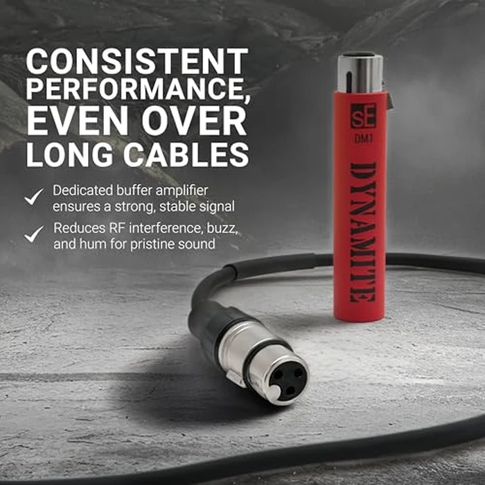 SE ELECTRONICS DM1 Dynamite Ultra-Slim Inline Microphone Preamp for Ribbon & Dynamic Microphones - Mic Preamp with +28dB Gain for Clean, Natural Sound - Ideal for Podcasting & Live Sound (Red) by SE ELECTRONICS - Image 8