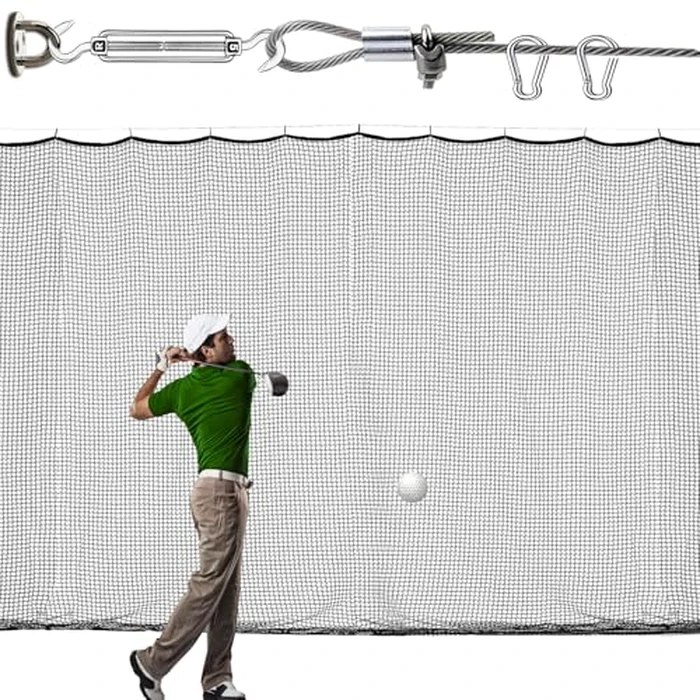 LAKNUAL Golf Practice Netting, 12X12ft Golf Hitting Hanging Kit, Sports Practice Barrier Net for Backyard and Garage, Indoor/Outdoor DIY Sports Netting for Baseball, Hockey, Soccer by LAKNUAL - Used - Very Good condition - US$36.62