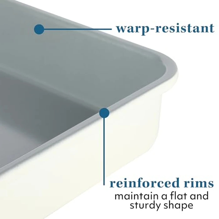Sur La Table Kitchen Essentials Bake Sale 9 X 13 Inch PFOA, PFAS, PTFE Free Nonstick Roaster/Cake/Baking Pan - Linen White by Sur La Table - Image 5