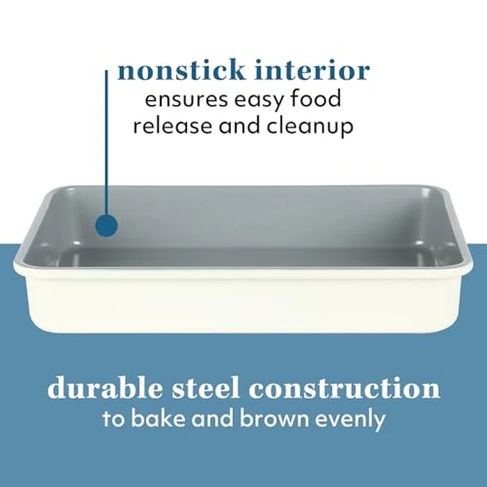 Sur La Table Kitchen Essentials Bake Sale 9 X 13 Inch PFOA, PFAS, PTFE Free Nonstick Roaster/Cake/Baking Pan - Linen White by Sur La Table - Image 6