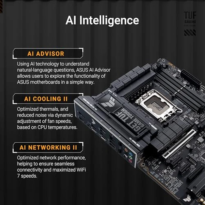 ASUS TUF Gaming Z890-PLUS WiFi Z890 LGA 1851 ATX Motherboard, Intel(R) Core(TM) Ultra Series 2 Ready, Advanced AI PC-Ready, 16+1+2+1 Stages, DDR5, PCIe(R) 5.0, Thunderbolt(TM) 4 Type-C(R), 4X M.2, Wi-Fi 7, 2.5Gb by ASUS - Image 2