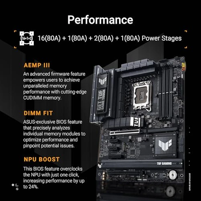 ASUS TUF Gaming Z890-PLUS WiFi Z890 LGA 1851 ATX Motherboard, Intel(R) Core(TM) Ultra Series 2 Ready, Advanced AI PC-Ready, 16+1+2+1 Stages, DDR5, PCIe(R) 5.0, Thunderbolt(TM) 4 Type-C(R), 4X M.2, Wi-Fi 7, 2.5Gb by ASUS - Image 3