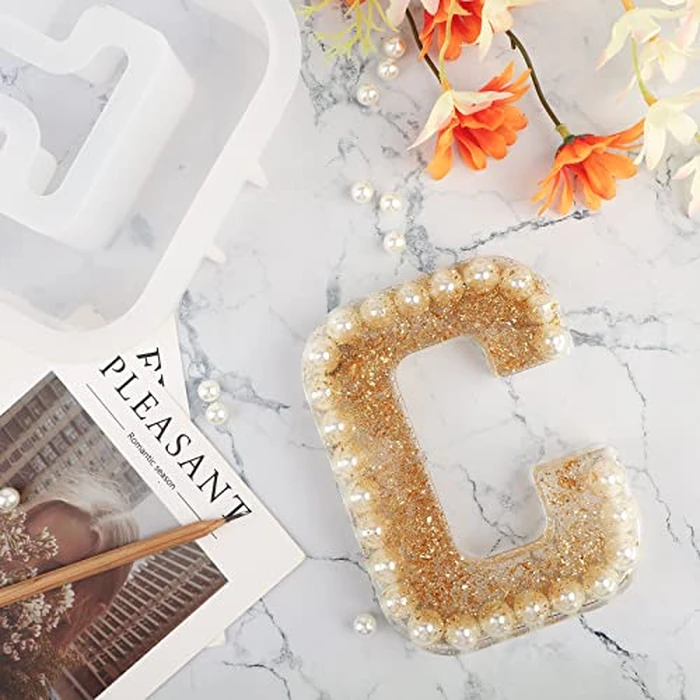 Gartful 7 Inch Large Letter Molds for Resin, 3D C Capital Alphabet Epoxy Resin Mold, A to Z Thick Resin Letter Molds for Making Letters, Word Sign Art, DIY Crafts, Making Cake, Party Home Decor by Gartful - Image 5