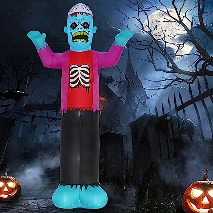 SHDEJTG 12ft Blue Zombie Halloween Outdoor Inflatable Decoration, Scary Skeleton Zombie with Led Lights, Holiday Inflatable Decoration for Outdoor Patio, Garden, Lawn by SHDEJTG - Used - Very Good condition - CA$37.51