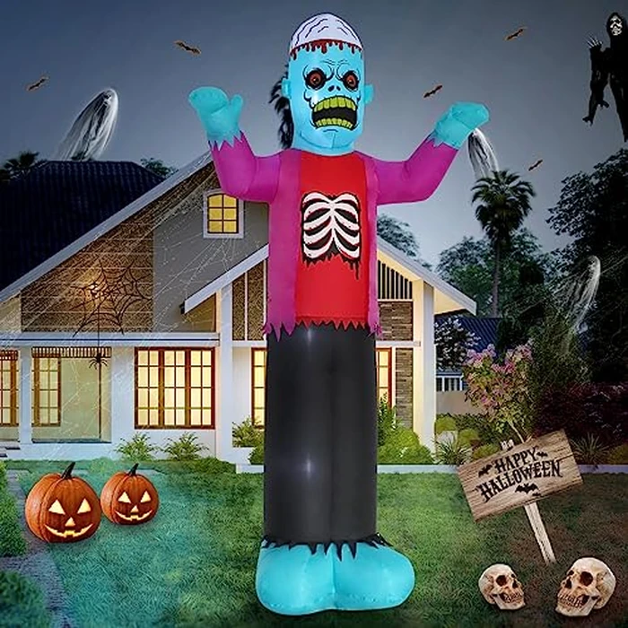 SHDEJTG 12ft Blue Zombie Halloween Outdoor Inflatable Decoration, Scary Skeleton Zombie with Led Lights, Holiday Inflatable Decoration for Outdoor Patio, Garden, Lawn by SHDEJTG - Image 2