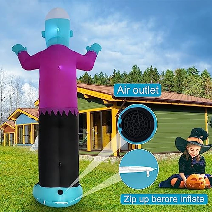 SHDEJTG 12ft Blue Zombie Halloween Outdoor Inflatable Decoration, Scary Skeleton Zombie with Led Lights, Holiday Inflatable Decoration for Outdoor Patio, Garden, Lawn by SHDEJTG - Image 4