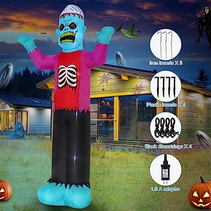 SHDEJTG 12ft Blue Zombie Halloween Outdoor Inflatable Decoration, Scary Skeleton Zombie with Led Lights, Holiday Inflatable Decoration for Outdoor Patio, Garden, Lawn by SHDEJTG - Image 5