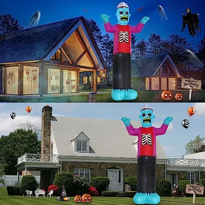 SHDEJTG 12ft Blue Zombie Halloween Outdoor Inflatable Decoration, Scary Skeleton Zombie with Led Lights, Holiday Inflatable Decoration for Outdoor Patio, Garden, Lawn by SHDEJTG - Image 6