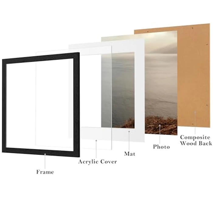 eletecpro 14x14 Picture Frames Set of 9, Classic Gallery Wall Frame Set Displays 10x10 Photos with Mat or 14x14 without Mat, Photo Frames Collage Wall Decor, Black Frames for Home Decor by eletecpro - Image 2