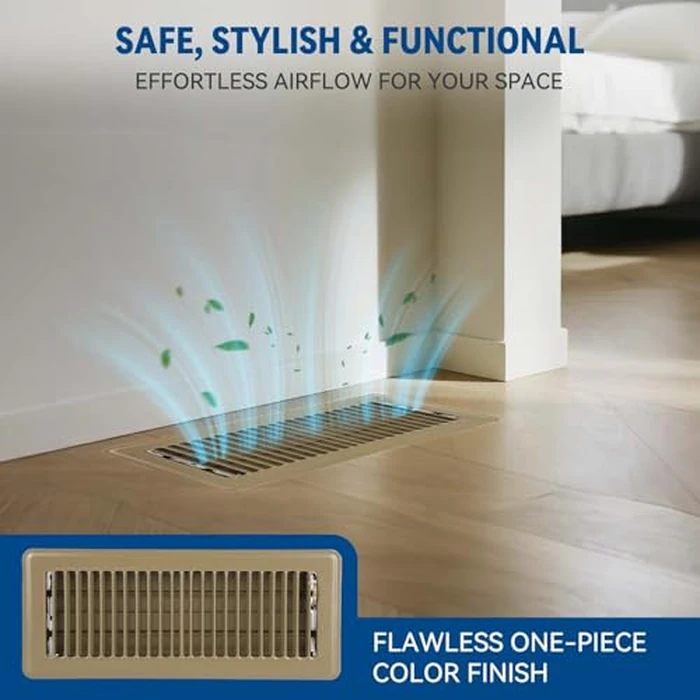 4" x 10" Floor Register Vent Covers 2-Pack, Walkable Powder-Coated Metal Vent Covers with Adjustable Airflow, Curved Safe Edges for Floor/Wall, Brown by Ventyun - Image 3
