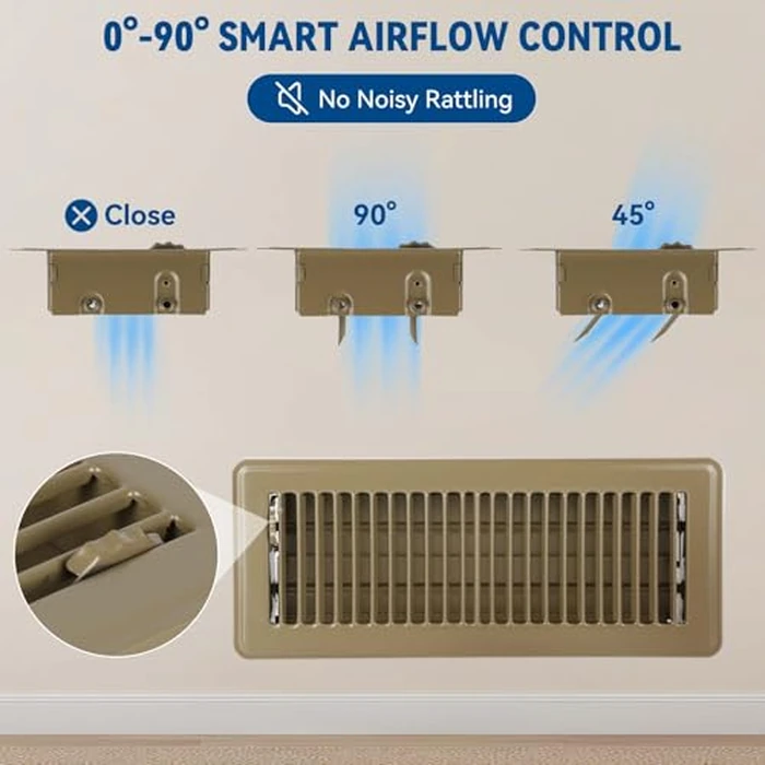 4" x 10" Floor Register Vent Covers 2-Pack, Walkable Powder-Coated Metal Vent Covers with Adjustable Airflow, Curved Safe Edges for Floor/Wall, Brown by Ventyun - Image 5