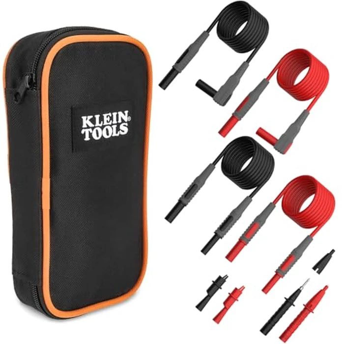 Klein Tools 69483 Meter Test Leads Accessory Kit with (2) Right-Angle Leads, (2) Lead Extenders, (2) Lead Heads, (2) Alligator Clips, and Case, 9-Piece by KLEIN TOOLS - Used - Like New condition - CA$66.95