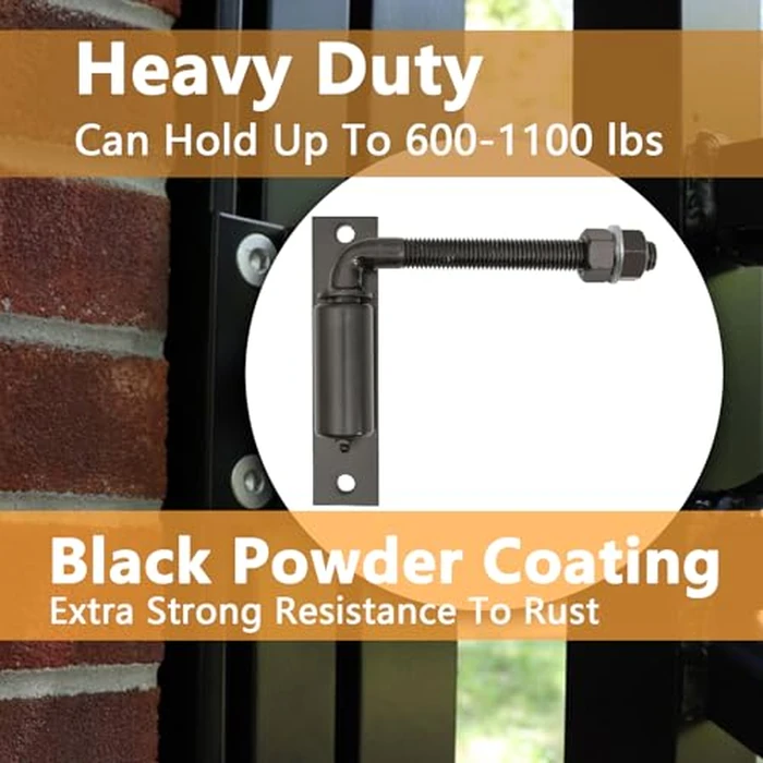 2 Pack Steel J-Bolt Hinge with Plate for Doors Gates,Heavy-Duty Welded Hinge,Heavy-Duty Driveway Gates for Welding on Larger Iron or Steel Gates(Black,B-3/4) by Annrybor - Image 4
