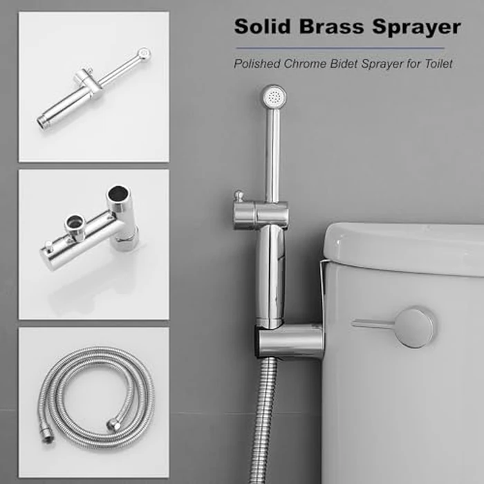 Bathfinesse Bidet Sprayer for Toilet, Solid Brass Handheld Bidet Attachment for Baby/Feminine Wash, Polished Chrome by Bathfinesse - Image 3