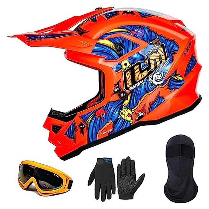 ILM Youth ATV Helmet Kids Dirt Bike Helmet Motorcross BMX Off Road Motorbike Go Kart Casco DOT ECE Model-Z705 (Fantasy Orange, S) by ILM - Used - Acceptable condition - CA$40.05
