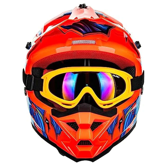 ILM Youth ATV Helmet Kids Dirt Bike Helmet Motorcross BMX Off Road Motorbike Go Kart Casco DOT ECE Model-Z705 (Fantasy Orange, S) by ILM - Image 2