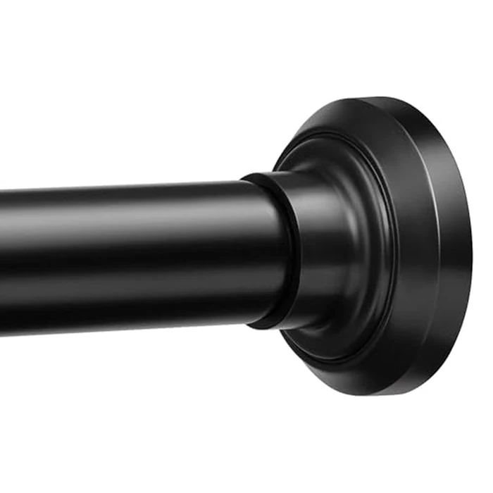 Matte Black Shower Curtain Rod Tension 30 to 76 Inches Never Rust Non-Slip Spring Tension Shower Rod No Drilling Stainless Steel Curtain Pole Use Bathroom, Closet, Window, Room Divider by ENJOYBASICS - Used - Good condition - CA$18.69