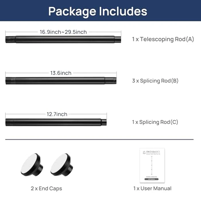 Matte Black Shower Curtain Rod Tension 30 to 76 Inches Never Rust Non-Slip Spring Tension Shower Rod No Drilling Stainless Steel Curtain Pole Use Bathroom, Closet, Window, Room Divider by ENJOYBASICS - Image 6