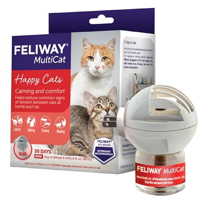 FELIWAY MultiCat 30 Day Cat Calming Plug In Pheromone Diffuser Starter Kit, 48ml - Helps Reduce Conflicts and Signs of Tension in Multi-Cat Households by FELIWAY - Image 1