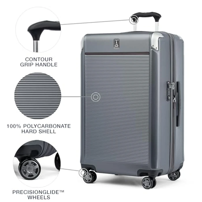 Travelpro Platinum Elite Hardside Expandable Checked Luggage, 8 Wheel Spinner, TSA Lock, Hard Shell Polycarbonate Suitcase, Vintage Grey, Checked Large 28-Inch by Travelpro - Image 3
