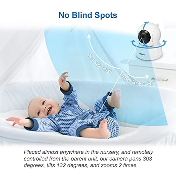 VTech VM923 Baby Monitor, 2.8” Screen, Pan-Tilt-Zoom, 1000ft Long Range, Night Vision, 2-Way Audio, Temperature Sensor, Lullabies, Secure Transmission No WiFi by VTech - Image 3