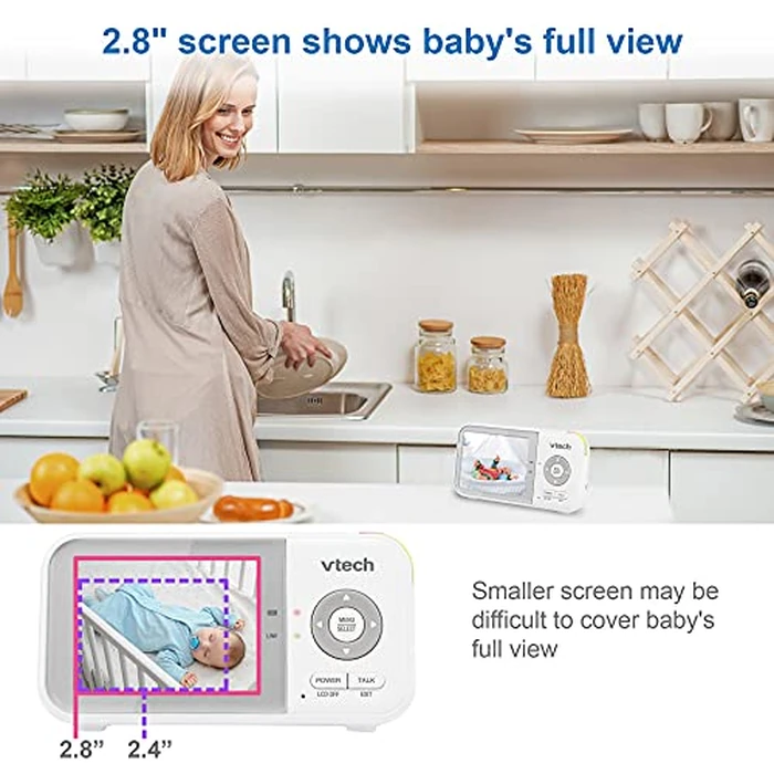 VTech VM923 Baby Monitor, 2.8” Screen, Pan-Tilt-Zoom, 1000ft Long Range, Night Vision, 2-Way Audio, Temperature Sensor, Lullabies, Secure Transmission No WiFi by VTech - Image 5