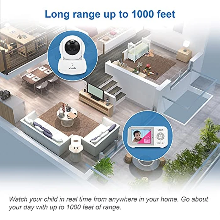 VTech VM923 Baby Monitor, 2.8” Screen, Pan-Tilt-Zoom, 1000ft Long Range, Night Vision, 2-Way Audio, Temperature Sensor, Lullabies, Secure Transmission No WiFi by VTech - Image 8