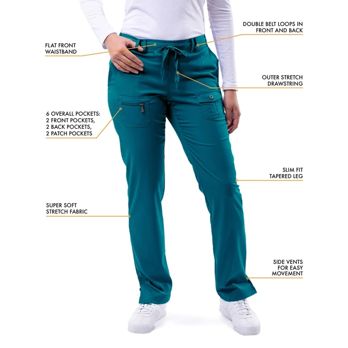 Adar Pro Scrubs for Women - Skinny Leg Yoga Scrub Pants - P4100 - Caribbean Blue - M by Adar Uniforms - Image 3