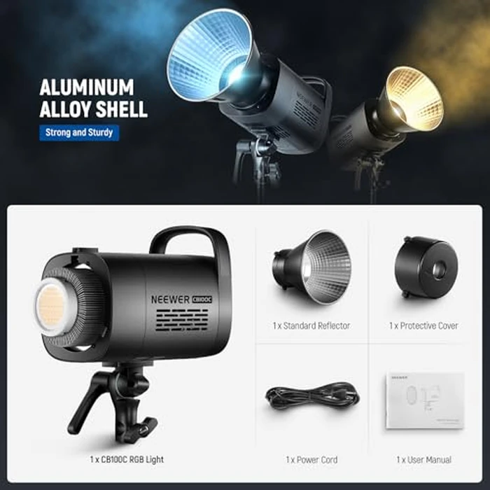 NEEWER CB100C 130w RGB LED Video Light, APP/2.4G Control 360 degrees Full Color 2700K-6500K 27000lux/m COB Bowens Mount Silent Continuous Output Lighting TLCI/CRI97+ 17 Scenes for Video Recording Photography by NEEWER - Image 9