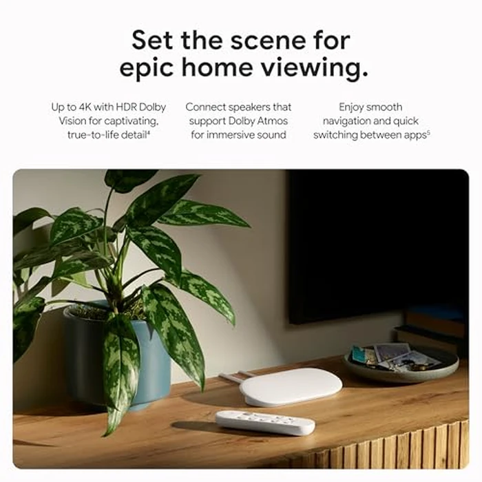 Google TV Streamer 4K - Fast Streaming Entertainment on Your TV with Voice Search Remote - Watch Movies, Shows, Live TV, and Netflix in 4K HDR - Smart Home Control - 32 GB of Storage - Porcelain by Google - Image 2