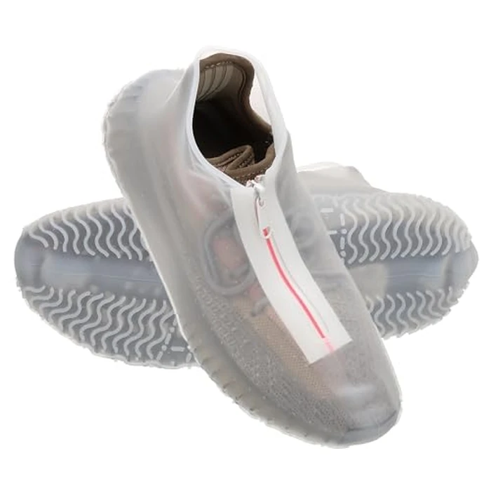PATIKIL Waterproof Shoe Covers, Silicone Non-slip Rain Shoe Covers Reusable with Durable Zipper Shoe Protector for Men Women Fits 1.5-7, Transparent by PATIKIL - Used - Like New condition - CA$11.36