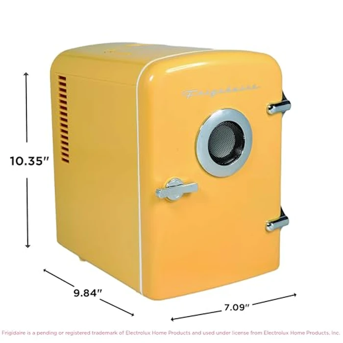 Frigidaire Curtis EFMIS151 Mini Portable Compact Personal Cooler Fridge, 4 Liter Capacity, 6 Cans, Makeup, Skincare, Freon-Free & Eco Friendly, Includes Home Plug & 12V Car Charger, Yellow by Frigidaire - Image 5