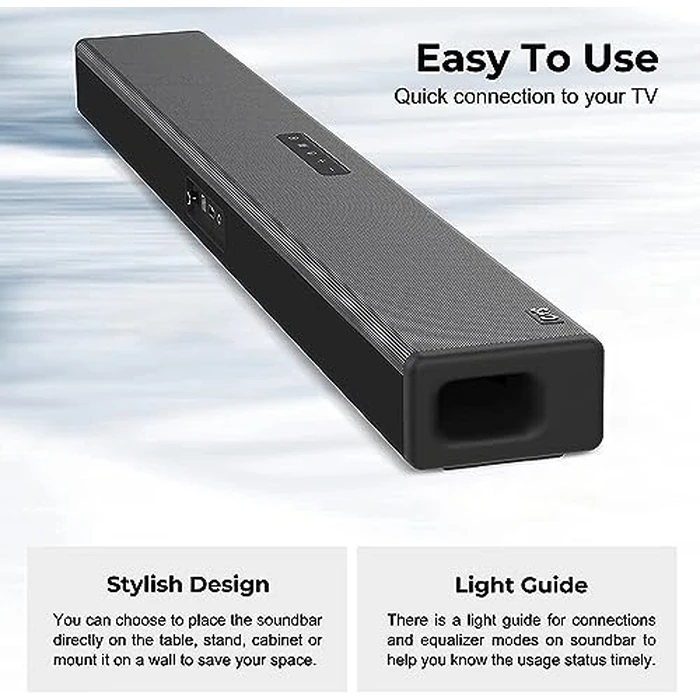 OXS S3 Sound Bars for TV, Home Theater Audio with Dynamic Bass, 3D Surround Sound System TV Sound Bar, TV Speakers, Bluetooth 5.0/Aux/Optical/Coaxial, 80-Watt, 3Eqs, Wall Mountable, Black by OXS - Image 6