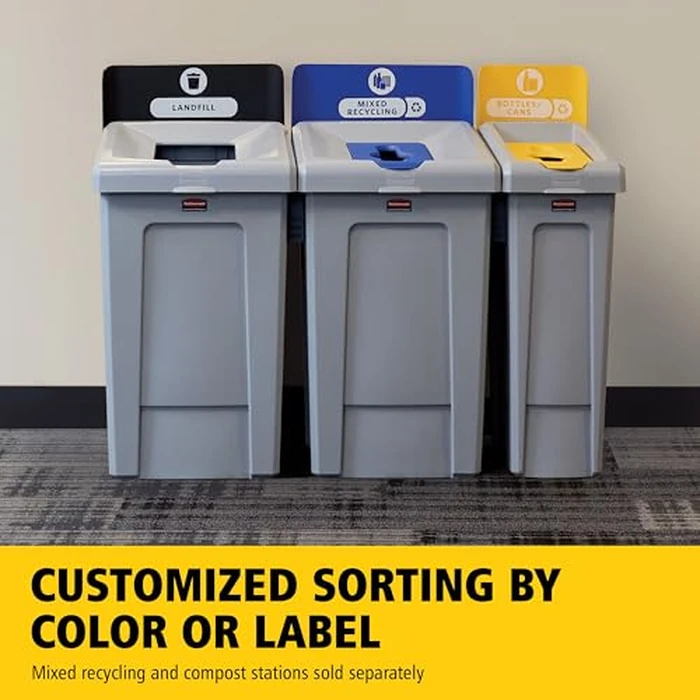 Rubbermaid Commercial Products SLIM JIM Recycling Station 1-Stream Mixed Recycling Bin/Can/Kit/Station, 33 GAL, for Kitchens/Classrooms/Offices/Back of House/Higher Education/Commercial Facilities by Rubbermaid Commercial Products - Image 3