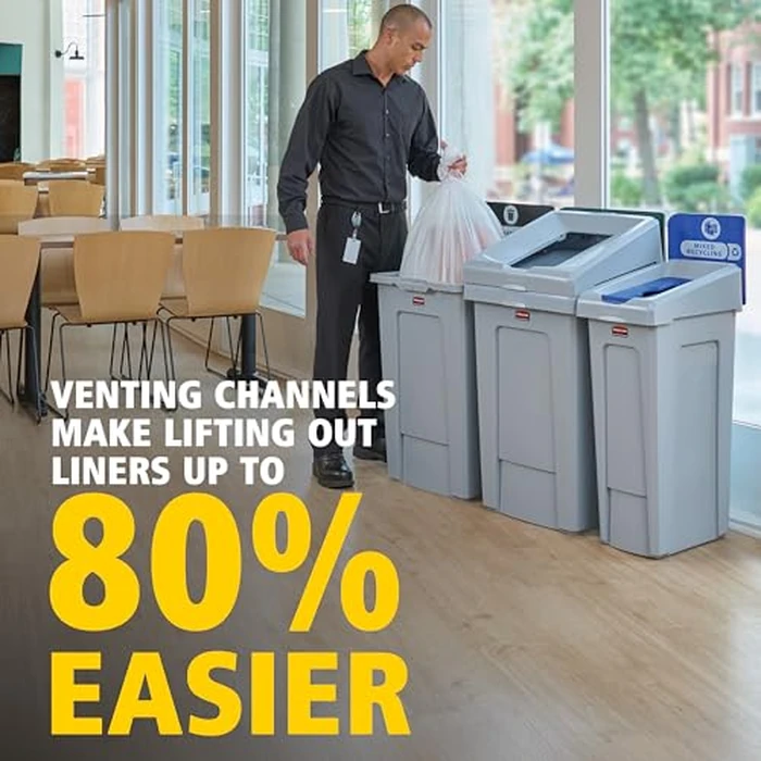 Rubbermaid Commercial Products SLIM JIM Recycling Station 1-Stream Mixed Recycling Bin/Can/Kit/Station, 33 GAL, for Kitchens/Classrooms/Offices/Back of House/Higher Education/Commercial Facilities by Rubbermaid Commercial Products - Image 7