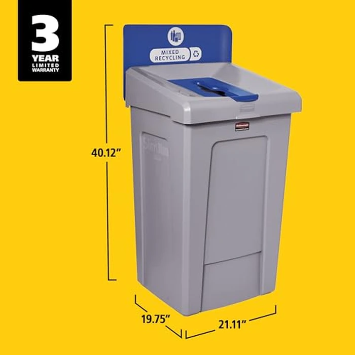 Rubbermaid Commercial Products SLIM JIM Recycling Station 1-Stream Mixed Recycling Bin/Can/Kit/Station, 33 GAL, for Kitchens/Classrooms/Offices/Back of House/Higher Education/Commercial Facilities by Rubbermaid Commercial Products - Image 8