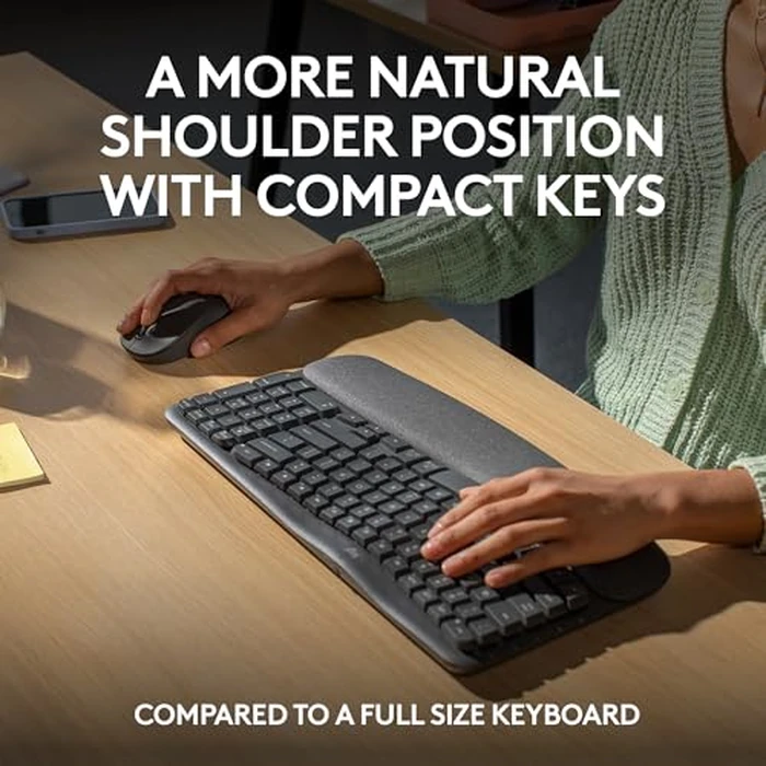 Logitech Wave Keys MK670 Combo, Wireless Ergonomic Keyboard with Signature M550 L Wireless Mouse, Comfortable Natural Typing, Bluetooth, Logi Bolt, for Multi-OS, Windows/Mac - Graphite by Logitech - Image 2