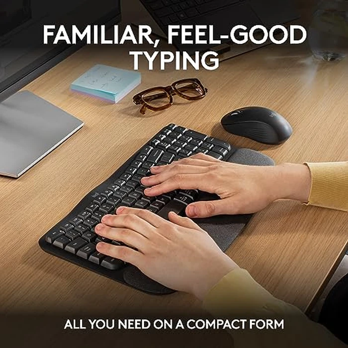 Logitech Wave Keys MK670 Combo, Wireless Ergonomic Keyboard with Signature M550 L Wireless Mouse, Comfortable Natural Typing, Bluetooth, Logi Bolt, for Multi-OS, Windows/Mac - Graphite by Logitech - Image 3
